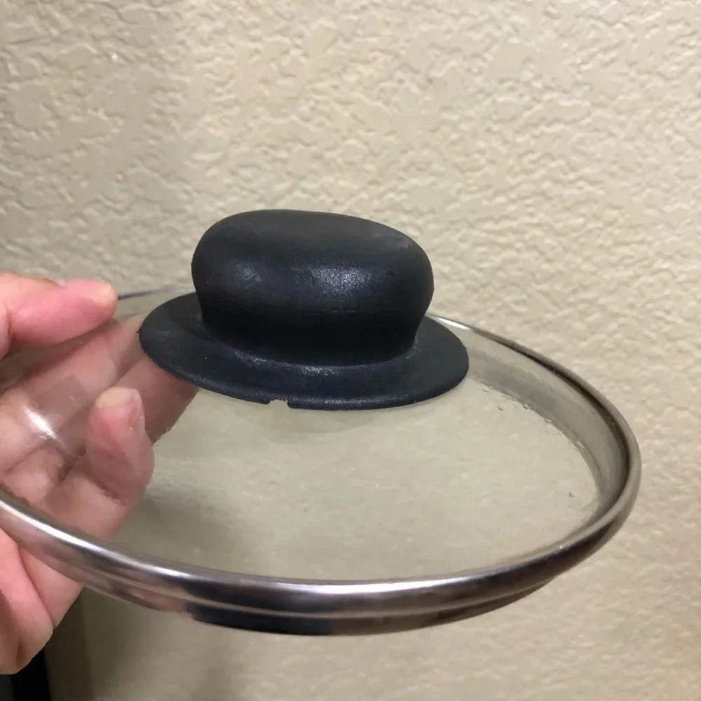 VTG REPLACEMENT GLASS METAL BLACK LID FOR SAUCE PAN APROX 6